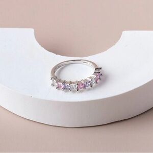 WOMEN'S WHITE GOLD PLATED MULTI COLOR STONE RINGS